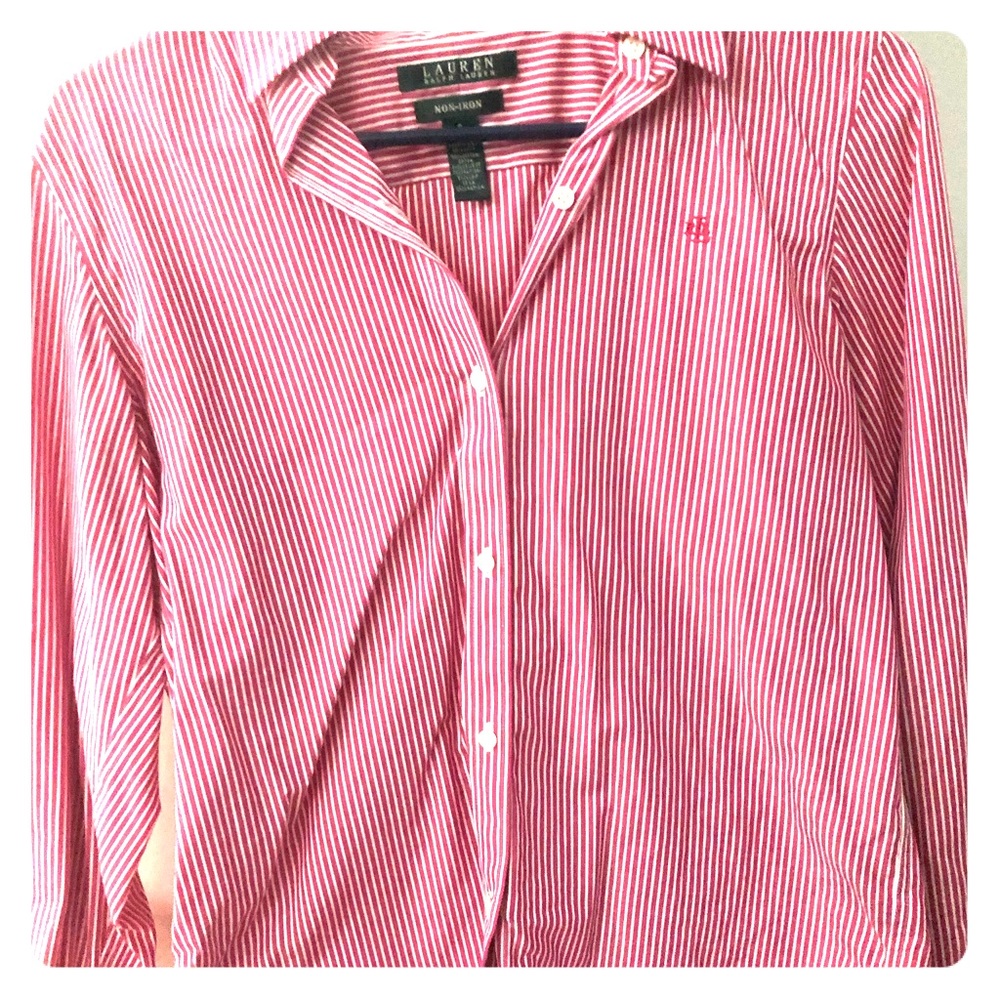 Ralph Lauren red striped blouse